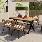 Ensemble de jardin contemporain avec chaises en rotin synthétique et table en bois synthétique