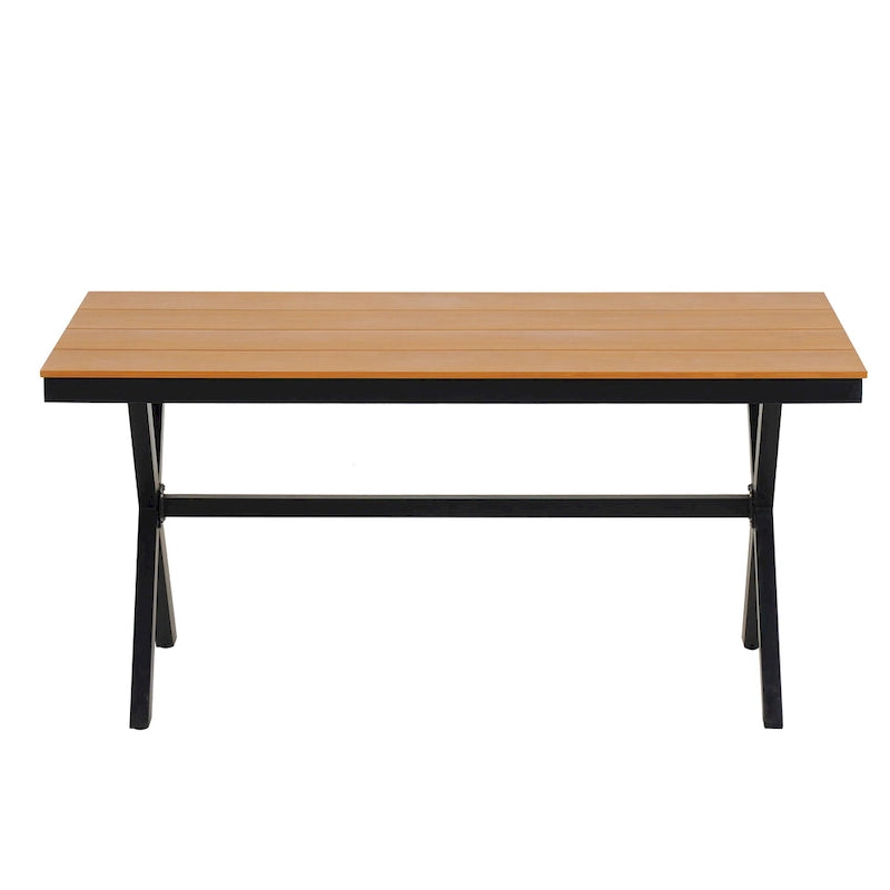 Ensemble de jardin contemporain avec chaises en rotin synthétique et table en bois synthétique