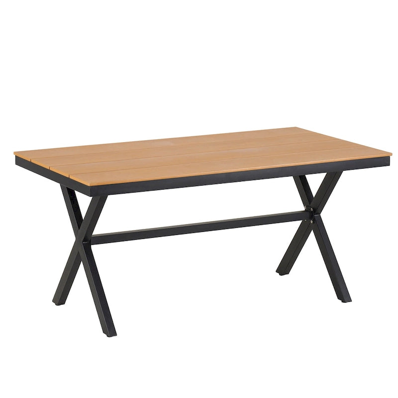 Ensemble de jardin contemporain avec chaises en rotin synthétique et table en bois synthétique