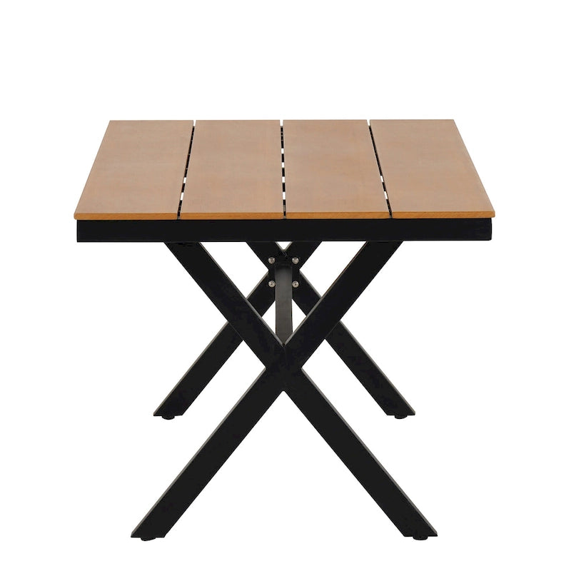 Ensemble de jardin contemporain avec chaises en rotin synthétique et table en bois synthétique