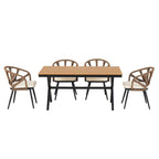 Ensemble de jardin contemporain avec chaises en rotin synthétique et table en bois synthétique