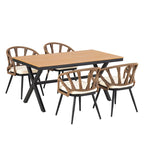 Ensemble de jardin contemporain avec chaises en rotin synthétique et table en bois synthétique