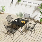 Ensemble de salle à manger d'extérieur Clihome 5 pièces avec table et chaises en maille d'acier, parasol de terrasse offert pour une durée limitée