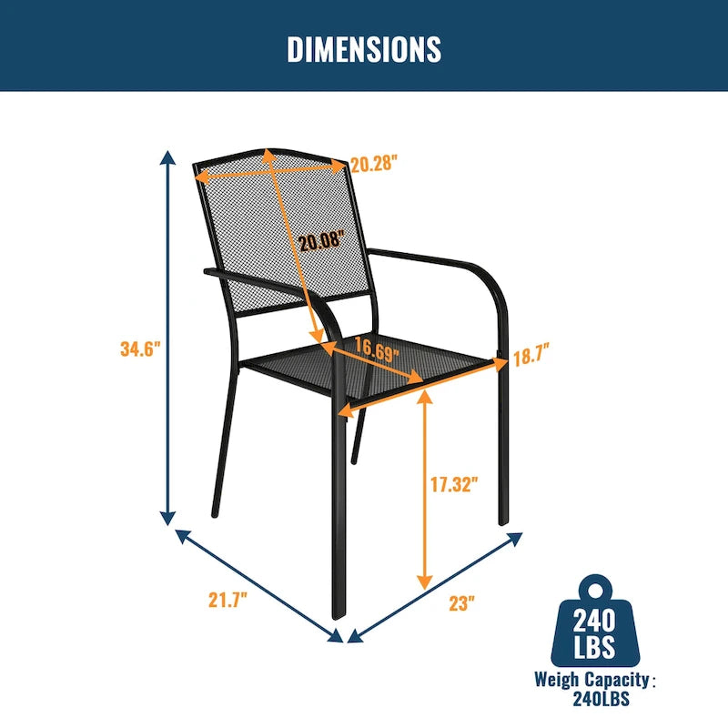 Ensemble de salle à manger d'extérieur Clihome 5 pièces avec table et chaises en maille d'acier, parasol de terrasse offert pour une durée limitée