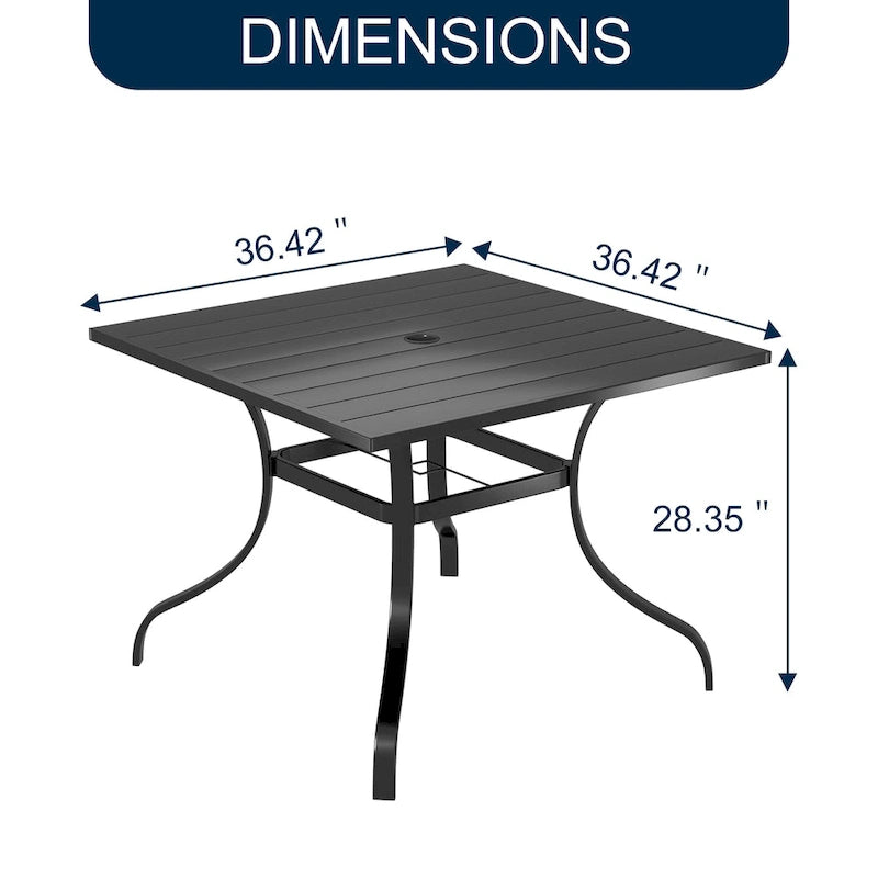 Ensemble de salle à manger d'extérieur Clihome 5 pièces avec table et chaises en maille d'acier, parasol de terrasse offert pour une durée limitée