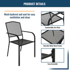 Ensemble de salle à manger d'extérieur Clihome 5 pièces avec table et chaises en maille d'acier, parasol de terrasse offert pour une durée limitée