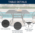 Ensemble de salle à manger d'extérieur Clihome 5 pièces avec table et chaises en maille d'acier, parasol de terrasse offert pour une durée limitée