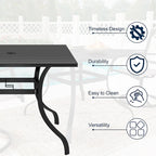 Ensemble de salle à manger d'extérieur Clihome 5 pièces avec table et chaises en maille d'acier, parasol de terrasse offert pour une durée limitée