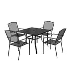 Ensemble de salle à manger d'extérieur Clihome 5 pièces avec table et chaises en maille d'acier, parasol de terrasse offert pour une durée limitée