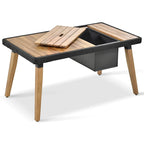 Ensemble de canapé de conversation en corde pour patio extérieur 6 pièces avec table de bar élégante en bois d'acacia et 2 tabourets