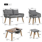 Ensemble de canapé de conversation en corde pour patio extérieur 6 pièces avec table de bar élégante en bois d'acacia et 2 tabourets