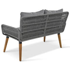 Ensemble de canapé de conversation en corde pour patio extérieur 6 pièces avec table de bar élégante en bois d'acacia et 2 tabourets
