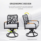 Ensemble de salle à manger d'extérieur moderne en aluminium 7 pièces avec 6 chaises pivotantes à bascule et trou pour parasol
