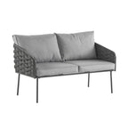 Ensemble de canapé d'extérieur Roomfitters 4 pièces en métal avec coussins, mobilier de jardin ou balcon avec assise profonde, gris