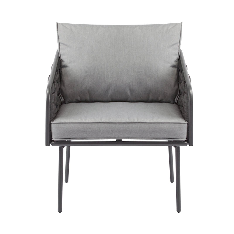 Ensemble de canapé d'extérieur Roomfitters 4 pièces en métal avec coussins, mobilier de jardin ou balcon avec assise profonde, gris