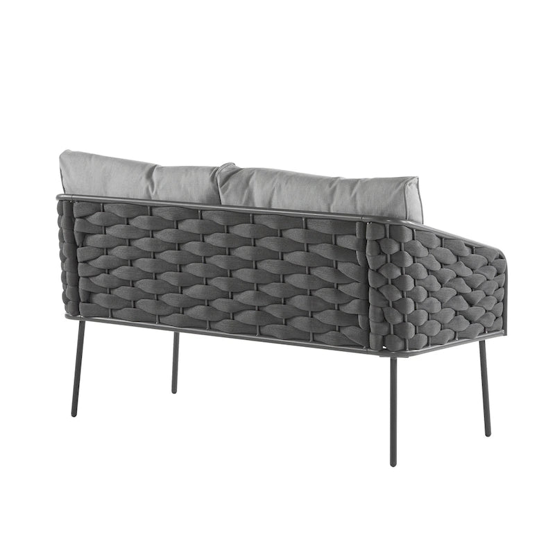 Ensemble de canapé d'extérieur Roomfitters 4 pièces en métal avec coussins, mobilier de jardin ou balcon avec assise profonde, gris