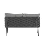 Ensemble de canapé d'extérieur Roomfitters 4 pièces en métal avec coussins, mobilier de jardin ou balcon avec assise profonde, gris