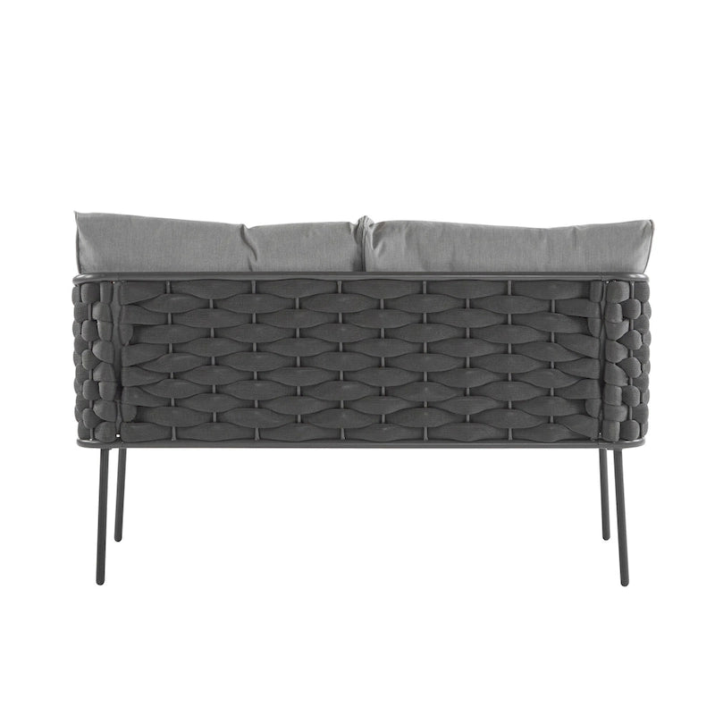 Ensemble de canapé d'extérieur Roomfitters 4 pièces en métal avec coussins, mobilier de jardin ou balcon avec assise profonde, gris
