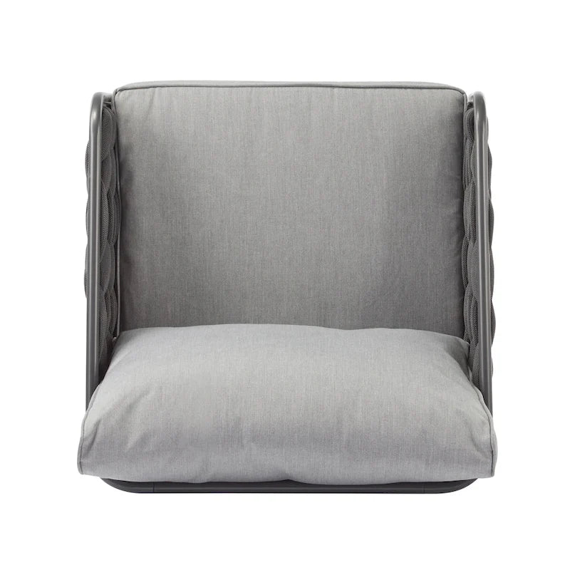 Ensemble de canapé d'extérieur Roomfitters 4 pièces en métal avec coussins, mobilier de jardin ou balcon avec assise profonde, gris