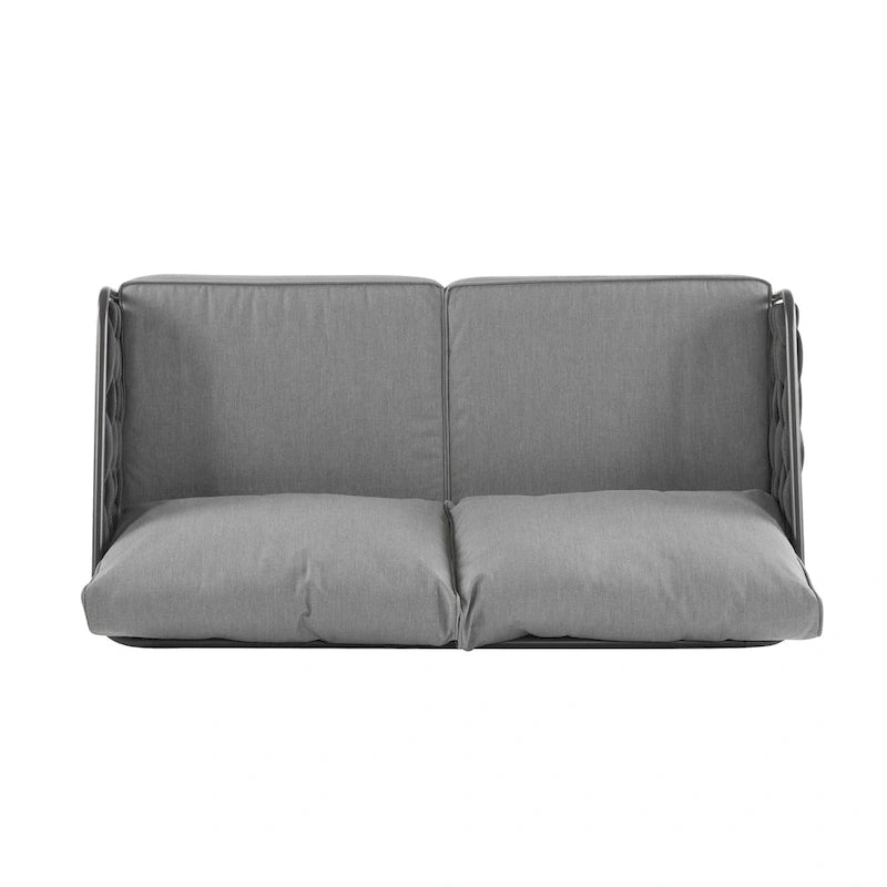 Ensemble de canapé d'extérieur Roomfitters 4 pièces en métal avec coussins, mobilier de jardin ou balcon avec assise profonde, gris