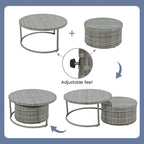 Ensemble de canapé d'angle demi-lune 9 pièces avec table gigogne et fauteuils