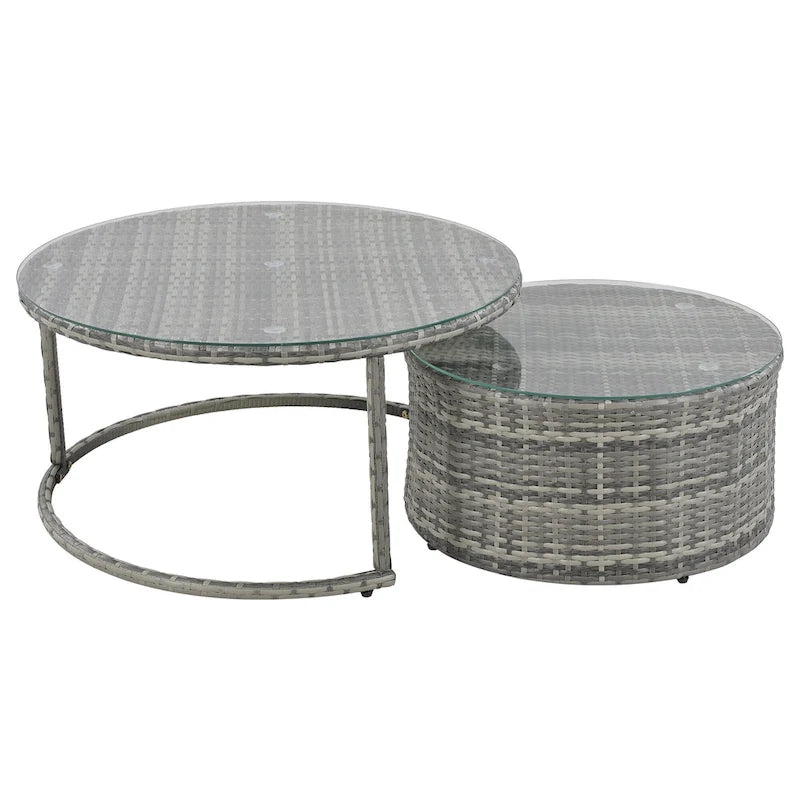 Ensemble de canapé d'angle demi-lune 9 pièces avec table gigogne et fauteuils