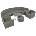 Ensemble de canapé d'angle demi-lune 9 pièces avec table gigogne et fauteuils