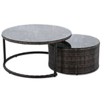 Ensemble de canapé d'angle demi-lune 9 pièces avec table gigogne et fauteuils
