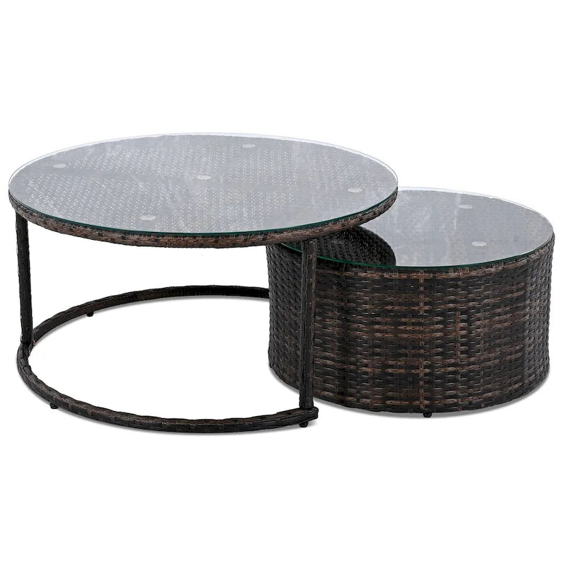 Ensemble de canapé d'angle demi-lune 9 pièces avec table gigogne et fauteuils