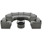 Ensemble de canapé d'angle demi-lune 9 pièces avec table gigogne et fauteuils