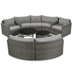 Ensemble de canapé d'angle demi-lune 9 pièces avec table gigogne et fauteuils
