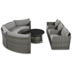 Ensemble de canapé d'angle demi-lune 9 pièces avec table gigogne et fauteuils