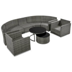 Ensemble de canapé d'angle demi-lune 9 pièces avec table gigogne et fauteuils