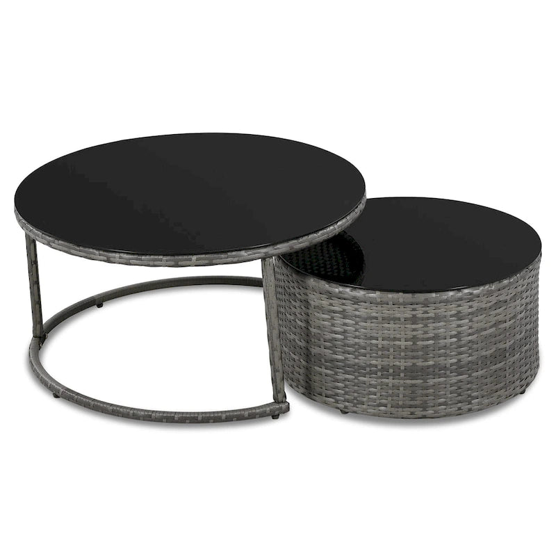 Ensemble de canapé d'angle demi-lune 9 pièces avec table gigogne et fauteuils