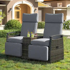 Ensemble fauteuil inclinable en osier avec table de rangement