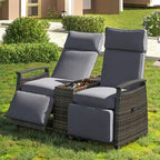 Ensemble fauteuil inclinable en osier avec table de rangement