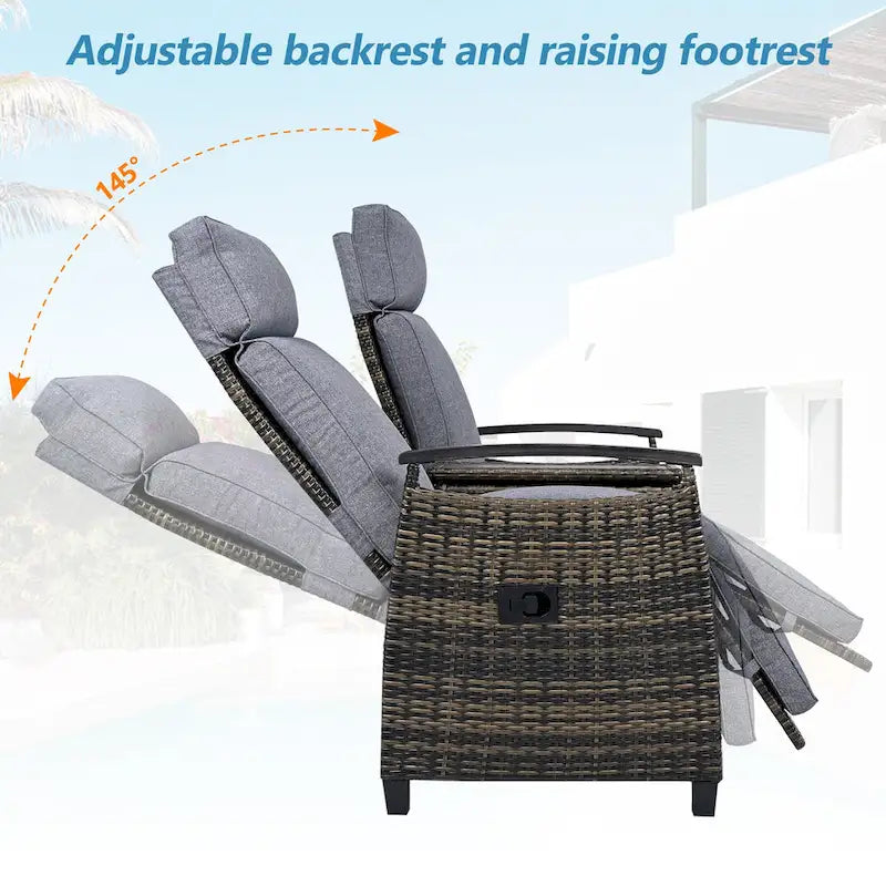 Ensemble fauteuil inclinable en osier avec table de rangement
