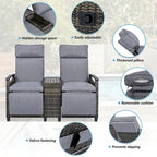 Ensemble fauteuil inclinable en osier avec table de rangement