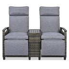 Ensemble fauteuil inclinable en osier avec table de rangement