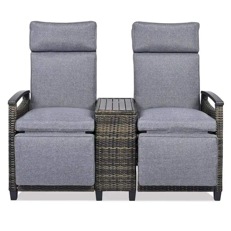Ensemble fauteuil inclinable en osier avec table de rangement