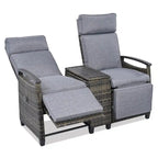 Ensemble fauteuil inclinable en osier avec table de rangement