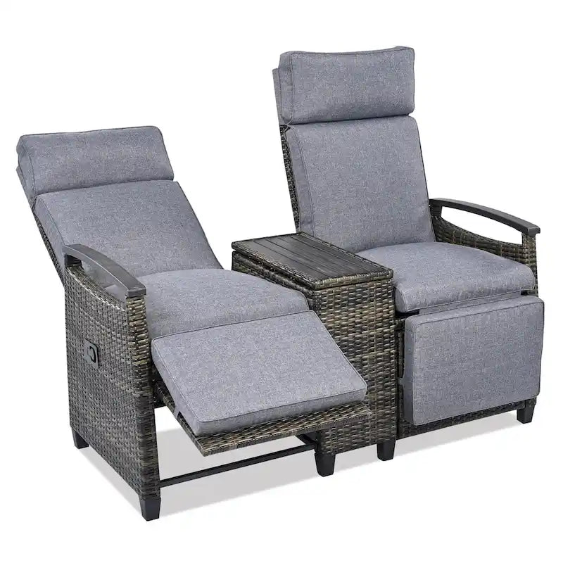 Ensemble fauteuil inclinable en osier avec table de rangement