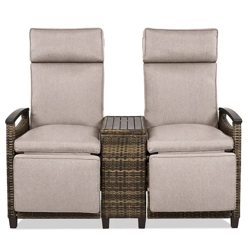 Ensemble fauteuil inclinable en osier avec table de rangement