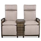 Ensemble fauteuil inclinable en osier avec table de rangement