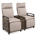 Ensemble fauteuil inclinable en osier avec table de rangement