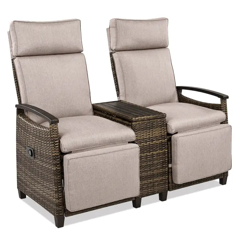 Ensemble fauteuil inclinable en osier avec table de rangement