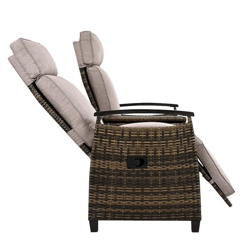 Ensemble fauteuil inclinable en osier avec table de rangement