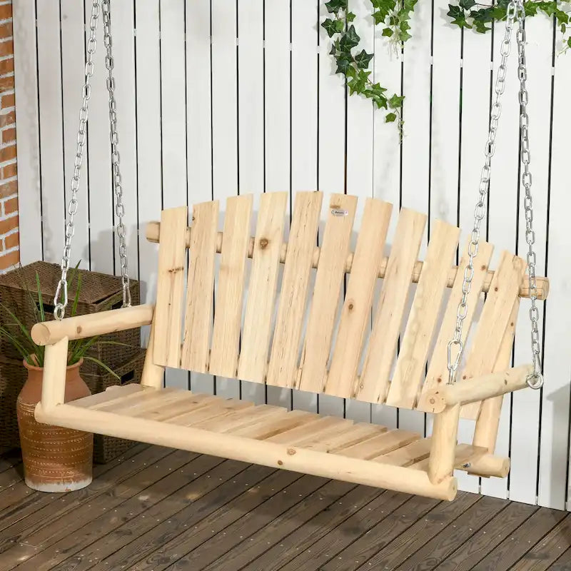 Banc suspendu d'extérieur avec chaînes métalliques