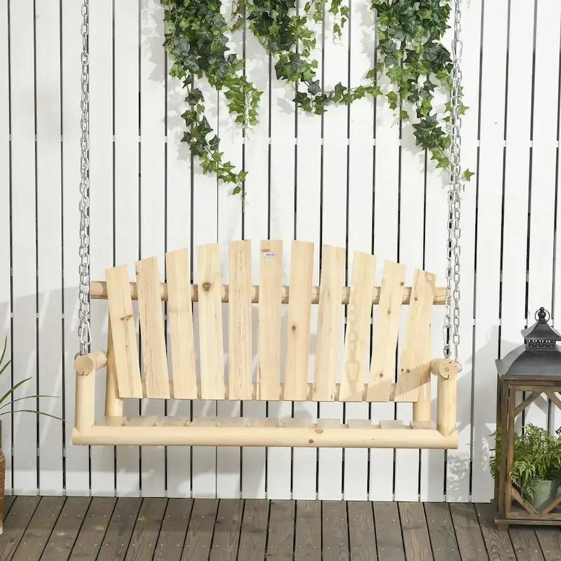 Banc suspendu d'extérieur avec chaînes métalliques