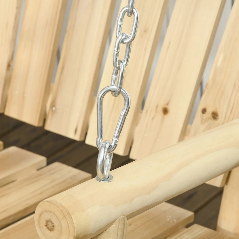 Banc suspendu d'extérieur avec chaînes métalliques